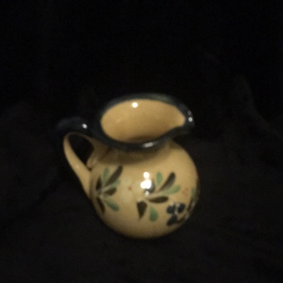 Bleud Argile France yellow blue red hand painted pottery cream pitcher - Picture 1 of 4